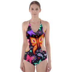 Floral Butterflies Cut-out One Piece Swimsuit by nateshop