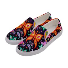 Floral Butterflies Women s Canvas Slip Ons by nateshop