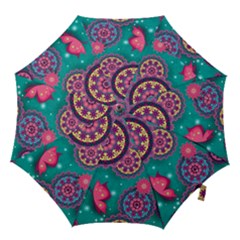 Floral Pattern, Abstract, Colorful, Flow Hook Handle Umbrellas (medium) by nateshop
