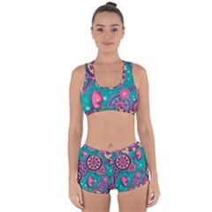 Floral Pattern, Abstract, Colorful, Flow Racerback Boyleg Bikini Set