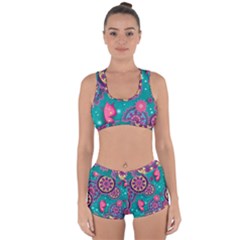 Floral Pattern, Abstract, Colorful, Flow Racerback Boyleg Bikini Set by nateshop