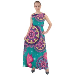 Floral Pattern, Abstract, Colorful, Flow Chiffon Mesh Boho Maxi Dress