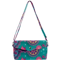 Floral Pattern, Abstract, Colorful, Flow Removable Strap Clutch Bag by nateshop