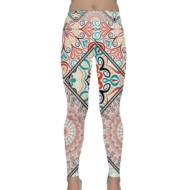 Flowers Pattern, Abstract, Art, Colorful Classic Yoga Leggings