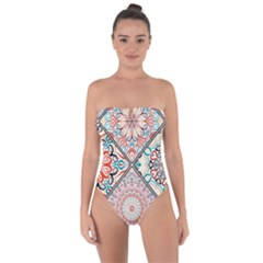 Flowers Pattern, Abstract, Art, Colorful Tie Back One Piece Swimsuit by nateshop