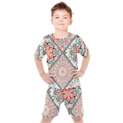 Flowers Pattern, Abstract, Art, Colorful Kids  T-shirt And Shorts Set by nateshop