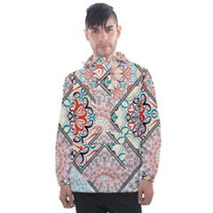 Flowers Pattern, Abstract, Art, Colorful Men s Front Pocket Pullover Windbreaker by nateshop