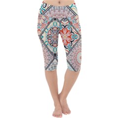 Flowers Pattern, Abstract, Art, Colorful Lightweight Velour Cropped Yoga Leggings