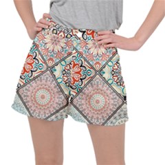 Flowers Pattern, Abstract, Art, Colorful Women s Ripstop Shorts by nateshop
