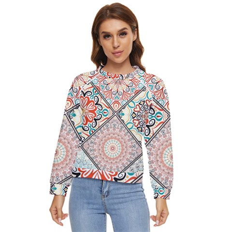 Flowers Pattern, Abstract, Art, Colorful Women s Long Sleeve Raglan T-shirt by nateshop