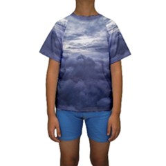 Majestic Clouds Landscape Kids  Short Sleeve Swimwear by dflcprintsclothing