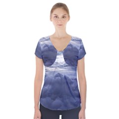 Majestic Clouds Landscape Short Sleeve Front Detail Top by dflcprintsclothing