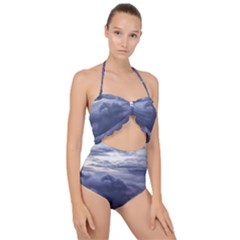 Majestic Clouds Landscape Scallop Top Cut Out Swimsuit by dflcprintsclothing