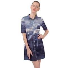 Majestic Clouds Landscape Belted Shirt Dress by dflcprintsclothing