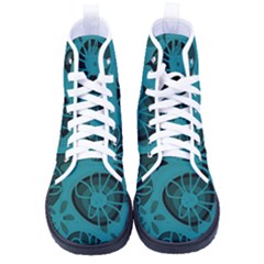 Mazipoodles Love Flowers - Just Dark Teal Women s High-top Canvas Sneakers