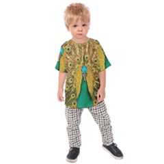 Peacock Feather Bird Peafowl Kids  Raglan T-shirt