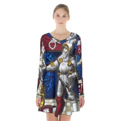 Knight Armor Long Sleeve Velvet V-neck Dress