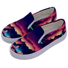 Cityscape Building Painting 3d City Illustration Kids  Canvas Slip Ons