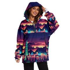 Cityscape Building Painting 3d City Illustration Women s Ski And Snowboard Jacket