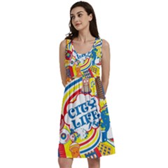 Colorful City Life Horizontal Seamless Pattern Urban City Classic Skater Dress by Bedest