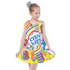 Colorful City Life Horizontal Seamless Pattern Urban City Kids  Summer Dress by Bedest