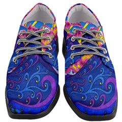 Blue And Purple Mountain Painting Psychedelic Colorful Lines Women Heeled Oxford Shoes by Bedest