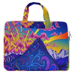 Blue And Purple Mountain Painting Psychedelic Colorful Lines Macbook Pro 16  Double Pocket Laptop Bag 