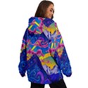 Blue And Purple Mountain Painting Psychedelic Colorful Lines Women s Ski and Snowboard Jacket View4