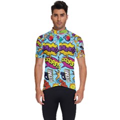 Comic Elements Colorful Seamless Pattern Men s Short Sleeve Cycling Jersey