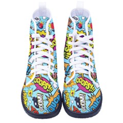 Comic Elements Colorful Seamless Pattern Men s High-top Canvas Sneakers by Bedest