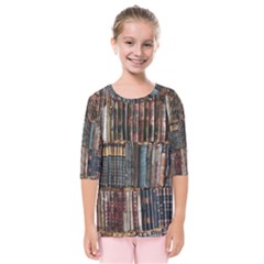 Seamless Pattern With Flower Bird Kids  Quarter Sleeve Raglan T-Shirt