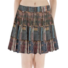 Seamless Pattern With Flower Bird Pleated Mini Skirt