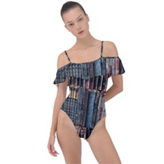 Menton Old Town France Frill Detail One Piece Swimsuit