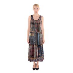 Artistic Psychedelic Hippie Peace Sign Trippy Sleeveless Maxi Dress