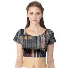 Artistic Psychedelic Hippie Peace Sign Trippy Short Sleeve Crop Top