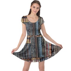 Artistic Psychedelic Hippie Peace Sign Trippy Cap Sleeve Dress