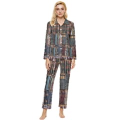 Menton Old Town France Womens  Long Sleeve Velvet Pocket Pajamas Set