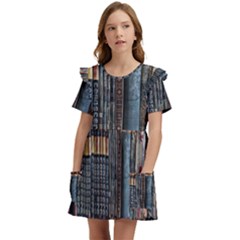 Menton Old Town France Kids  Frilly Sleeves Pocket Dress