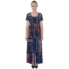 Artistic Psychedelic Hippie Peace Sign Trippy High Waist Short Sleeve Maxi Dress