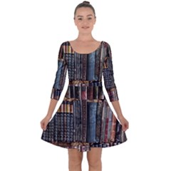 Artistic Psychedelic Hippie Peace Sign Trippy Quarter Sleeve Skater Dress