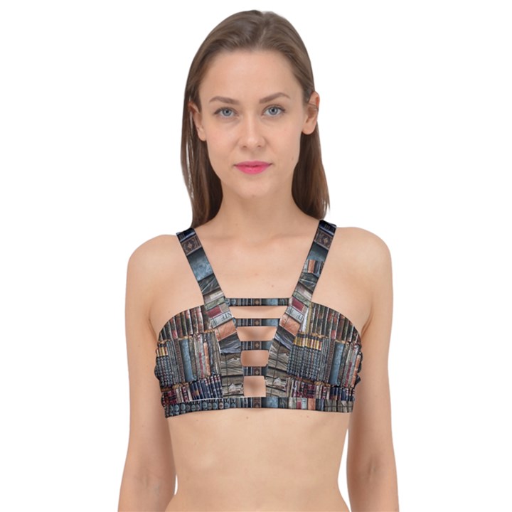 Seamless Pattern With Flower Bird Cage Up Bikini Top