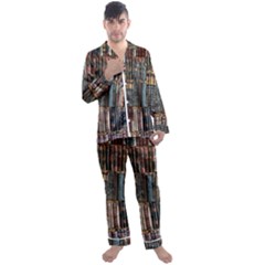 Artistic Psychedelic Hippie Peace Sign Trippy Men s Long Sleeve Satin Pajamas Set