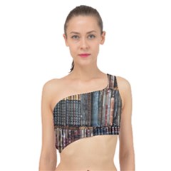Artistic Psychedelic Hippie Peace Sign Trippy Spliced Up Bikini Top 