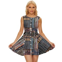 Artistic Psychedelic Hippie Peace Sign Trippy Sleeveless Button Up Dress