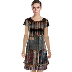 Abstract Colorful Texture Cap Sleeve Nightdress