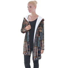 Abstract Colorful Texture Longline Hooded Cardigan