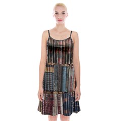 Abstract Colorful Texture Spaghetti Strap Velvet Dress