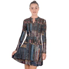 Abstract Colorful Texture Long Sleeve Panel Dress