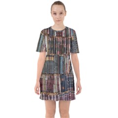 Abstract Colorful Texture Sixties Short Sleeve Mini Dress