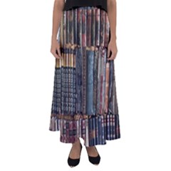 Abstract Colorful Texture Flared Maxi Skirt